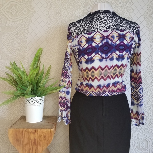 Desigual Print & Lace Blouse - Picture 3 of 6